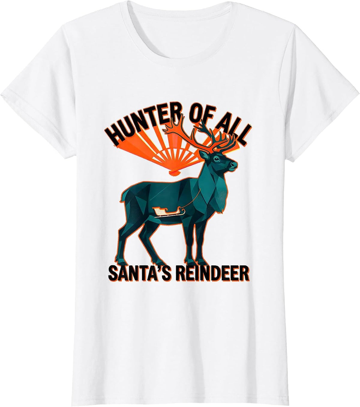 Hunter Of All Santa's Reindeer Funny Retro Christmas Deer T-Shirt - White