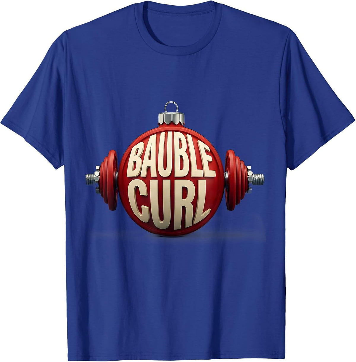 Bauble Curl Funny Christmas Gym Fitness Weightlifting T-Shirt - Royal Blue