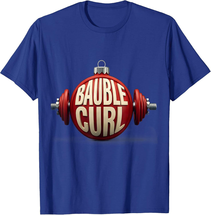 Bauble Curl Funny Christmas Gym Fitness Weightlifting T-Shirt - Royal Blue