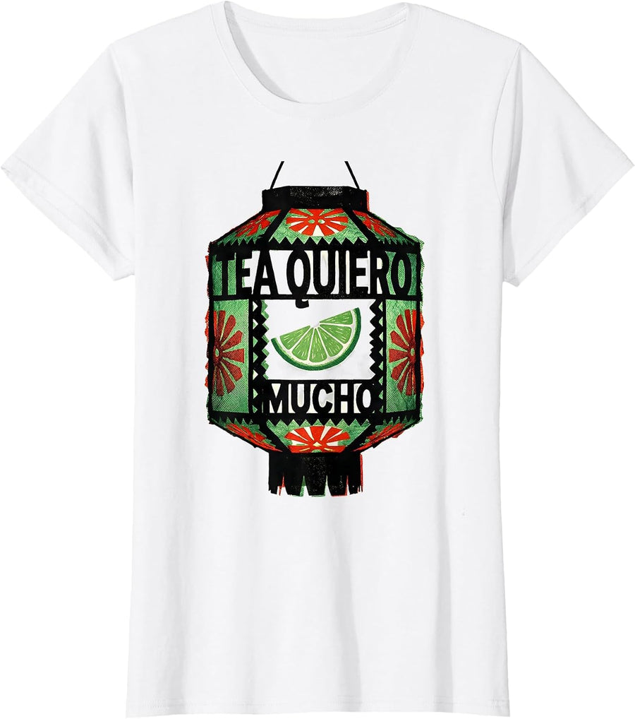 Women's Tea Quiero Mucho Funny Spanish Pun Cinco De Mayo Party Humor T-Shirt - White