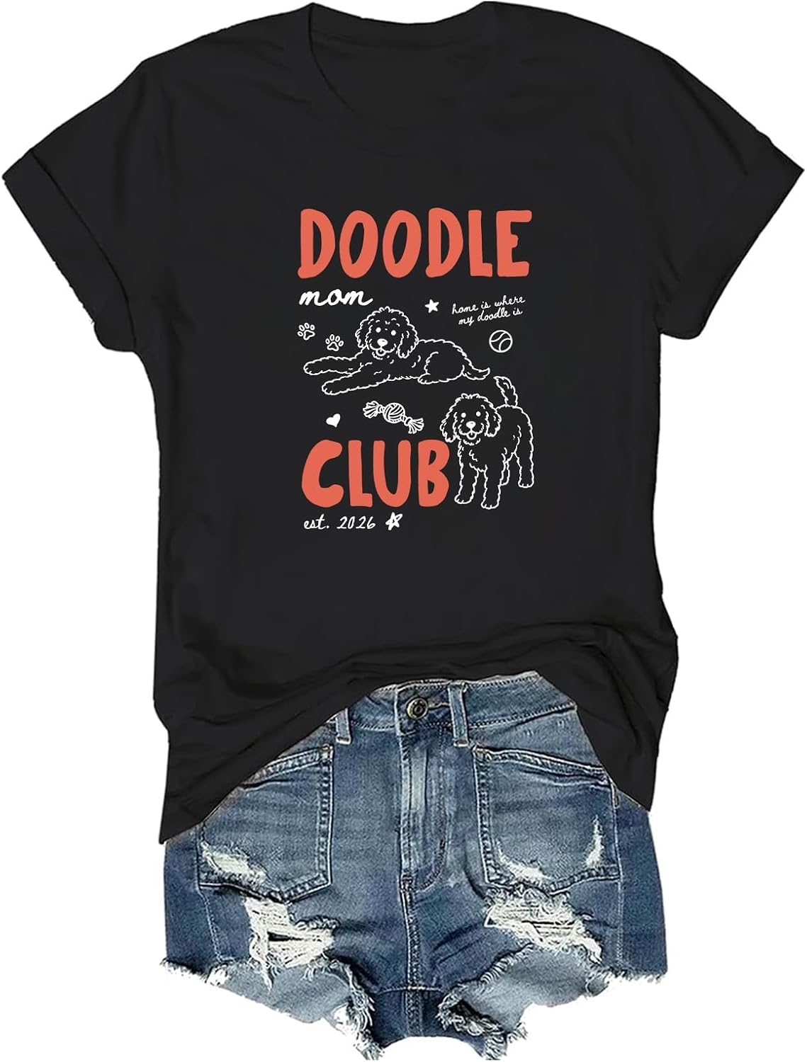 Doodle Mom Club Shirt Goldendoodle Lover Dog Mom T-Shirt Crew V Neck - Black