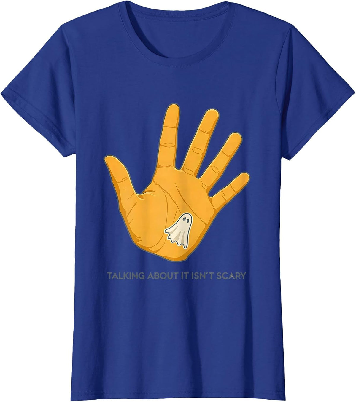 Women's Talking About It Isn't Scary Mental Health Halloween T-Shirt - Royal Blue