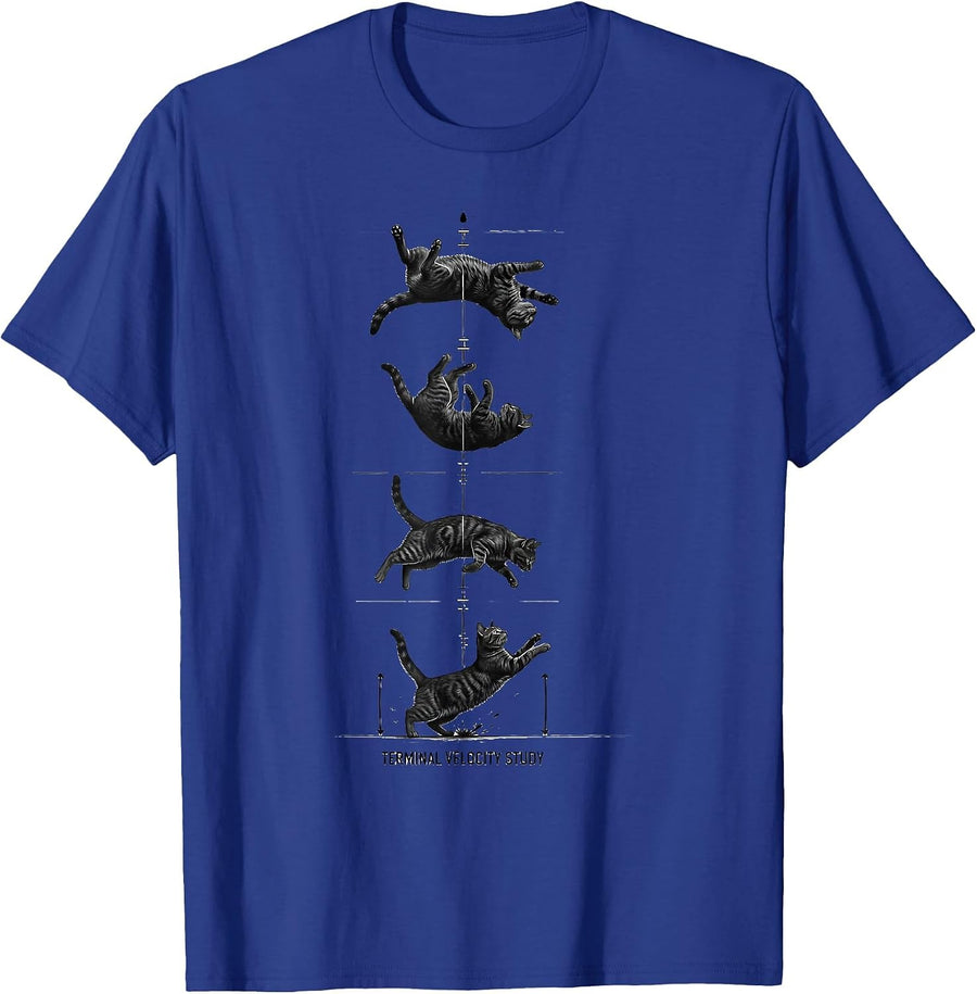 Terminal Velocity Study Funny Science Cat Teacher Student T-Shirt - Royal Blue