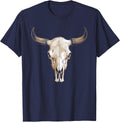 Boho Cow Skull T-Shirt - Navy Blue