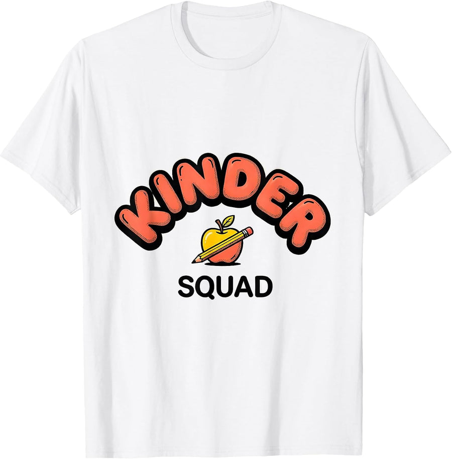 Men's Kinder Squad Funny Preschool Teacher Back To School Crew T-Shirt - White