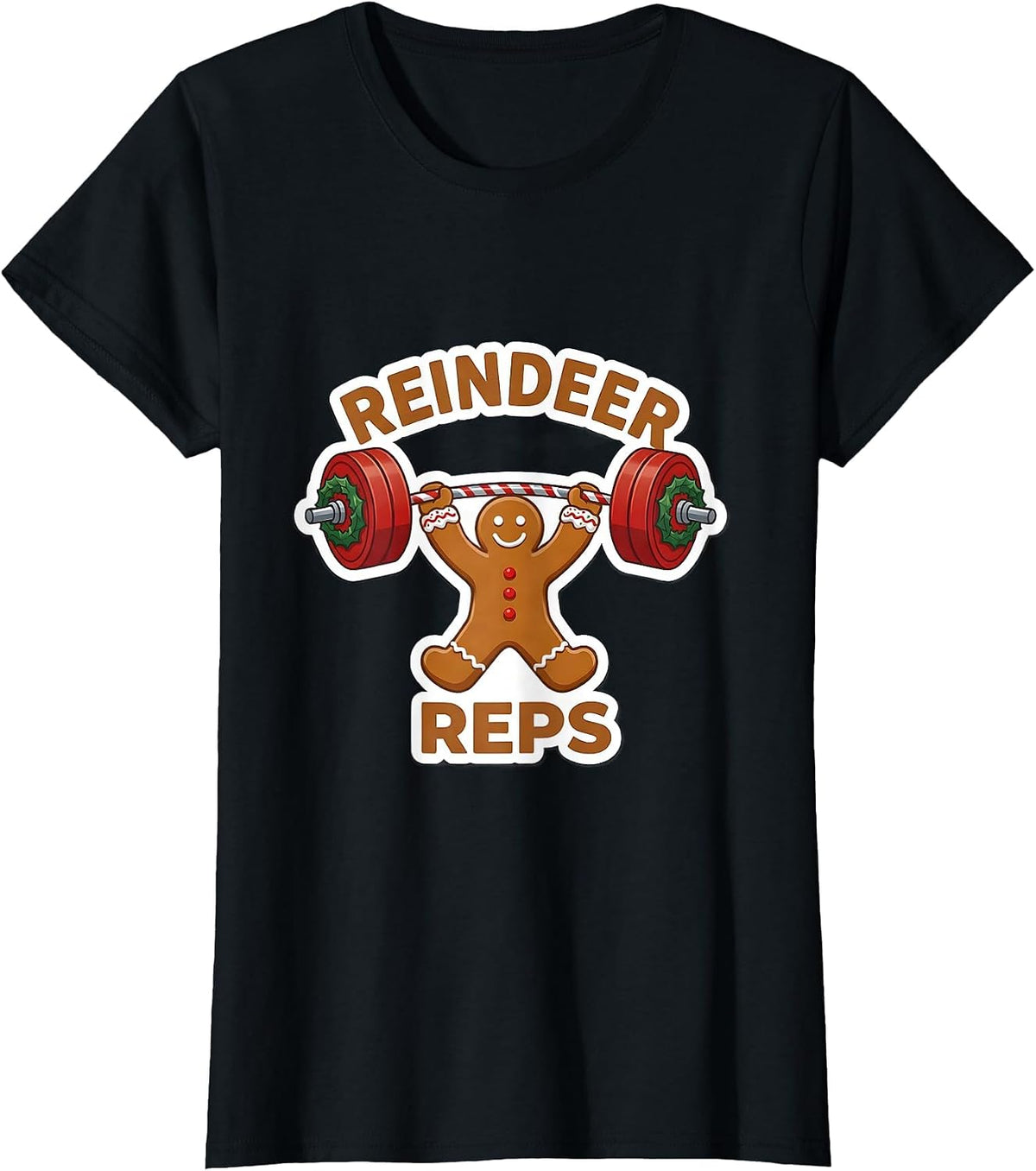 Women's Reindeer Reps Funny Christmas Gym Weightlifting Workout T-Shirt - Black