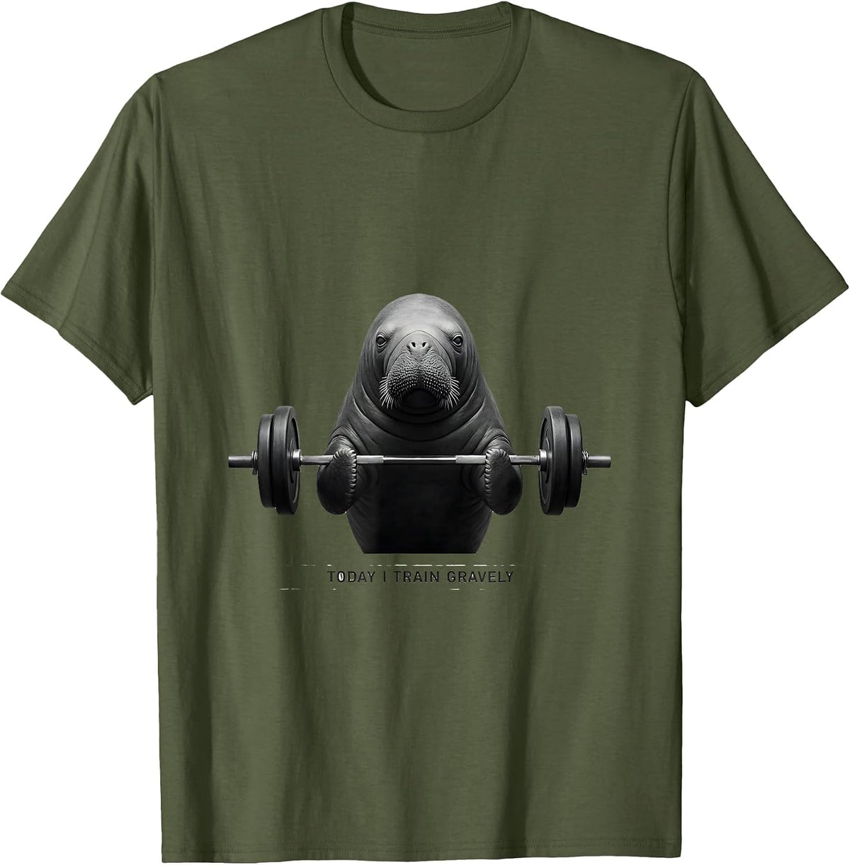 Today I Train Gravely Funny Gym Workout Weightlifting Humor T-Shirt - Olive Green