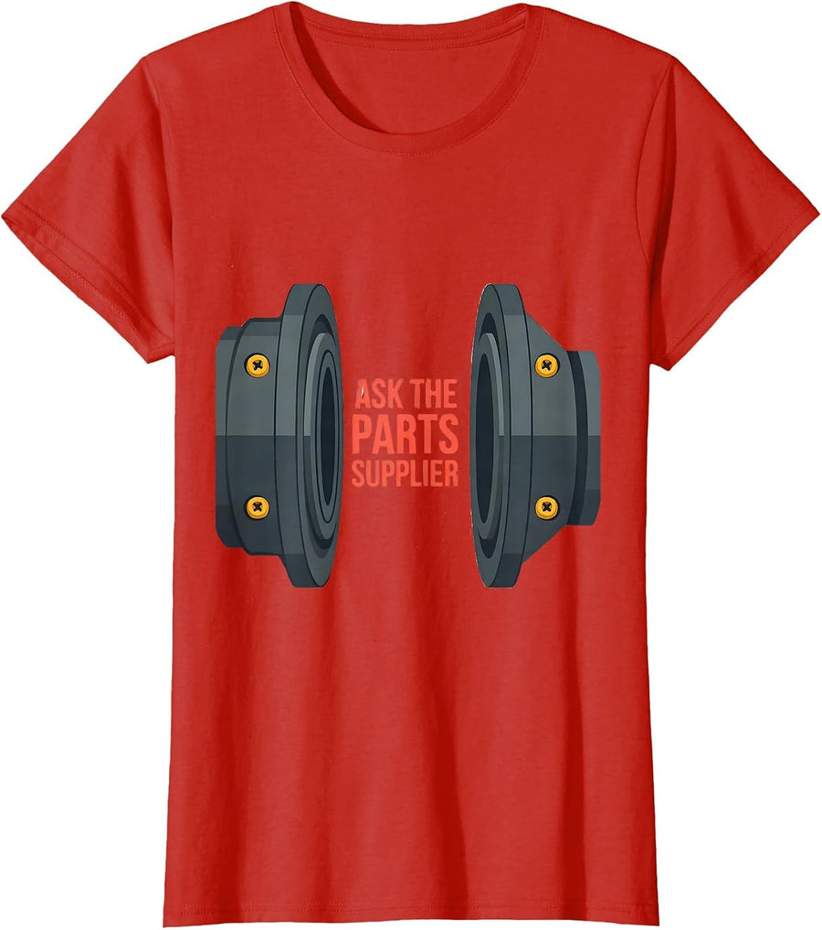 Women's Ask The Parts Supplier Funny Mechanic Skeleton Auto Repair T-Shirt - Red