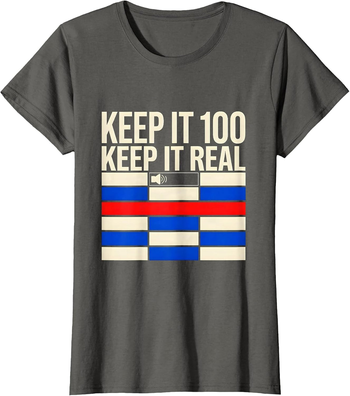 Women's Keep It 100 Keep It Real Geometric Hip Hop Rap Nostalgia T-Shirt - Asphalt Grey