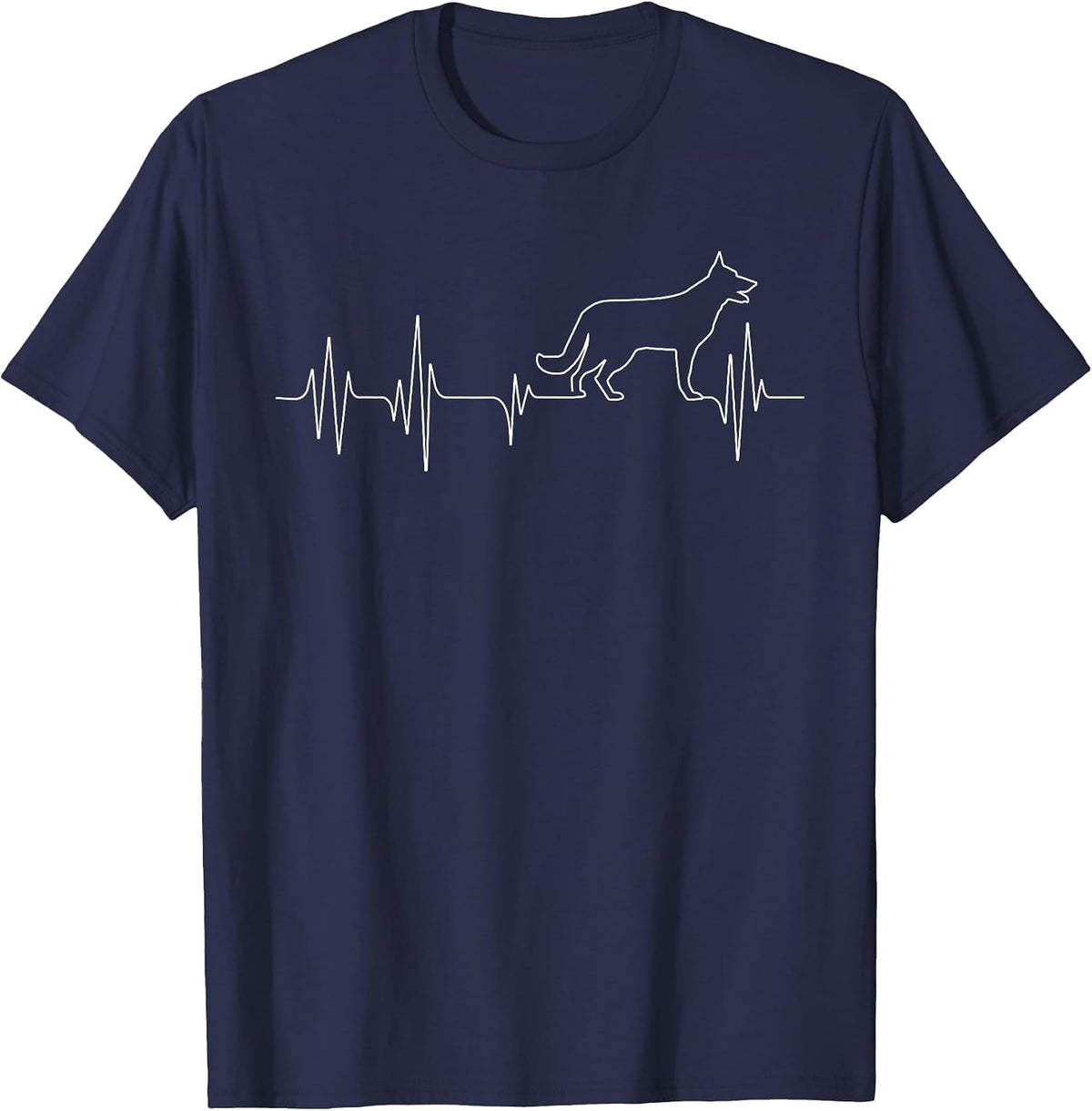 German Shepherd Pulse Heartbeat - Dog Lover Pet Owner T-Shirt - Navy Blue