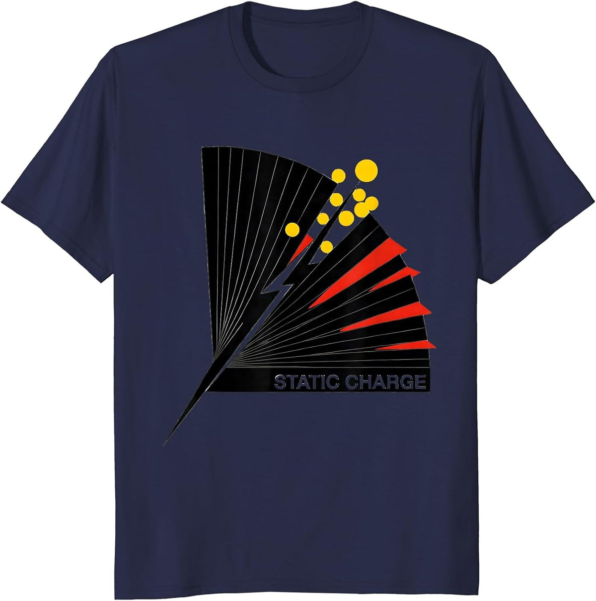 Men's STATIC CHARGE Bold Bauhaus Modernist Lightning Bolt Graphic T-Shirt - Navy Blue