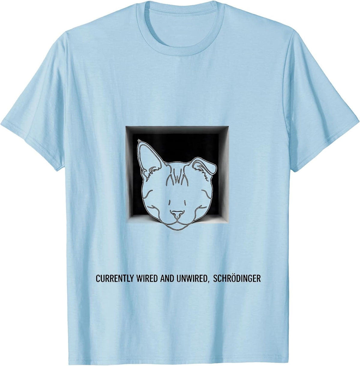 Men's Currently Wired And Unwired, Schrödinger Science Enthusiast T-Shirt - Baby Blue
