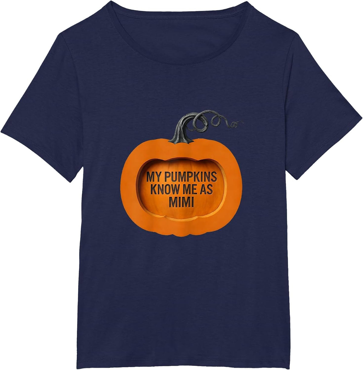 Women's My Pumpkins Know Me As Mimi Funny Halloween Pumpkin Novelty T-Shirt - Navy Blue