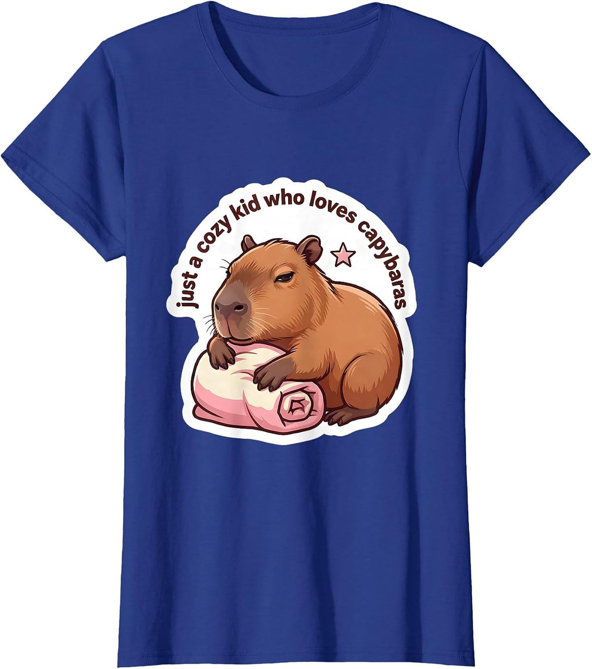 Women's just a cozy kid who loves capybaras Funny Capybara Gamer T-Shirt - Royal Blue