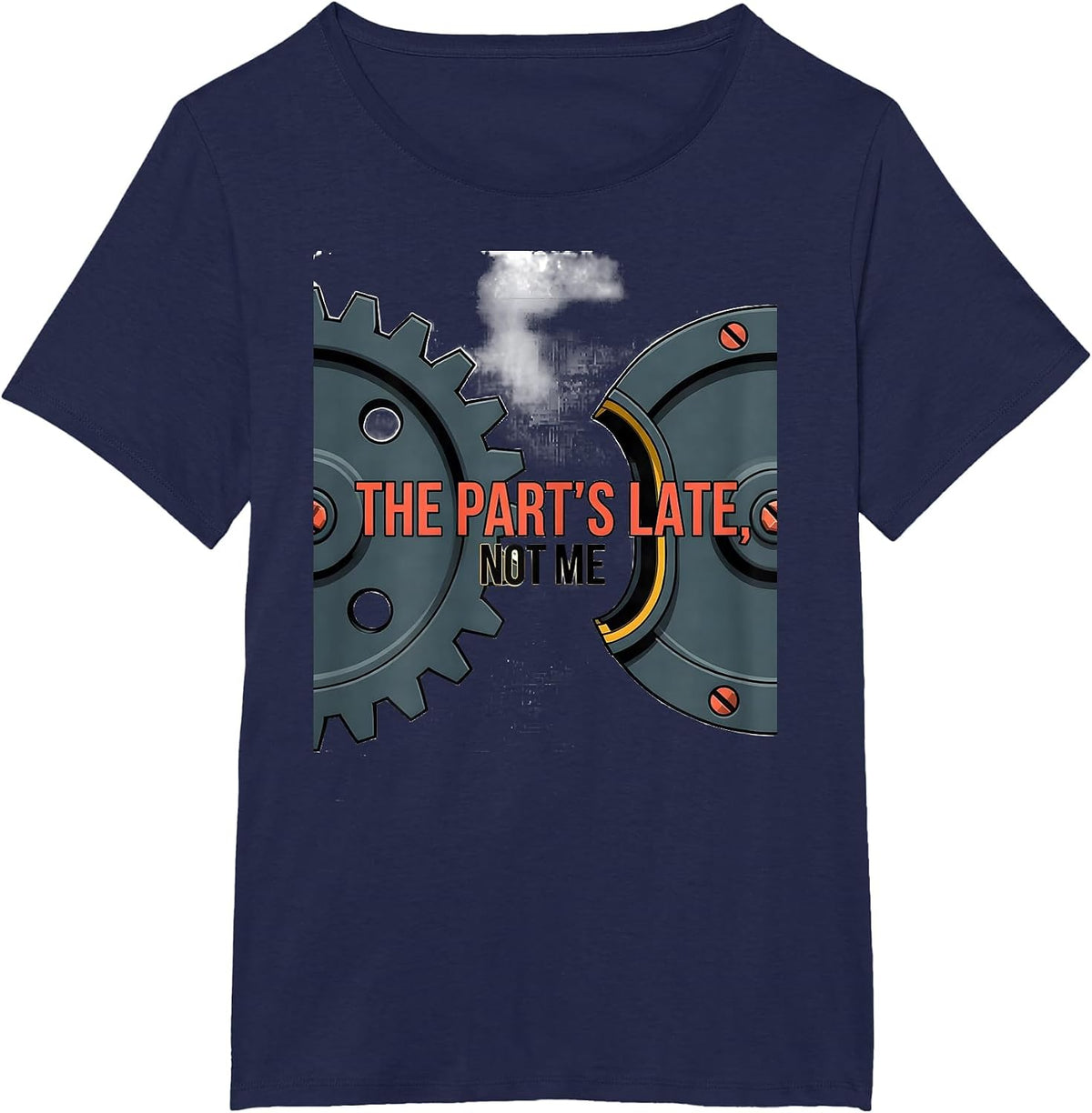 Women's The Part's Late Not Me Funny Mechanic Skeleton Auto Repair T-Shirt - Navy Blue