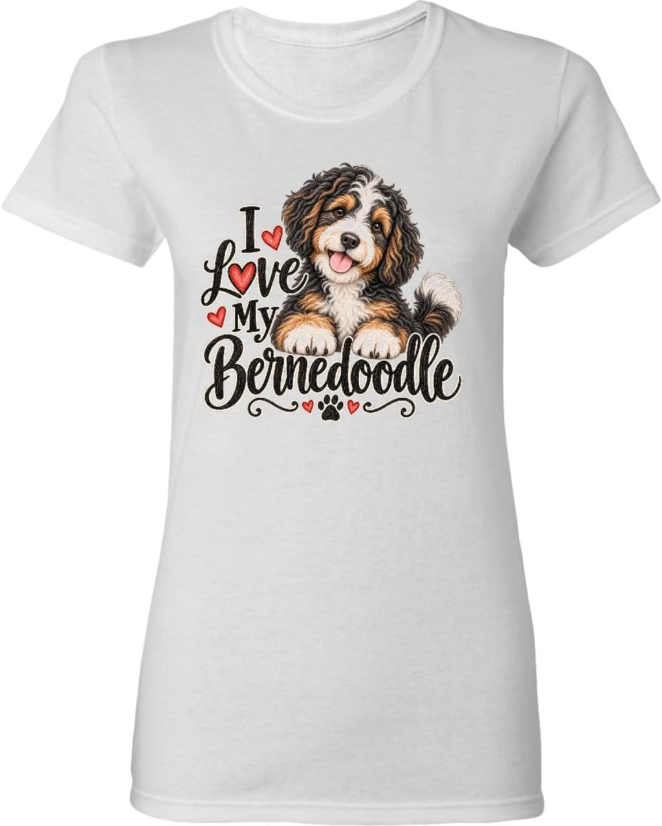 inktastic I Love My Bernedoodle Women's T-Shirt - 0020 White