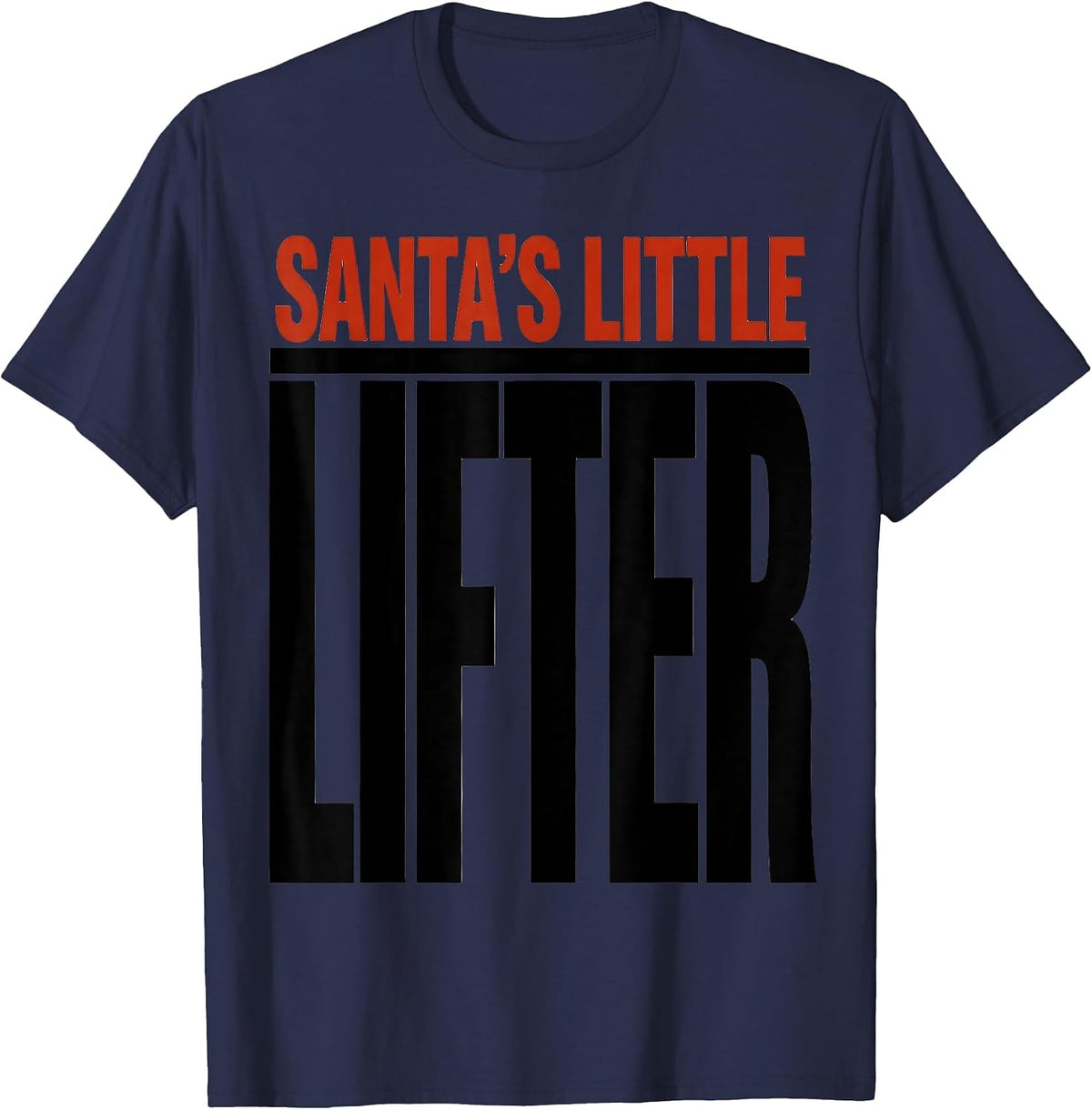 Men's Santa's Little Lifter Funny Christmas Gym Workout T-Shirt - Navy Blue
