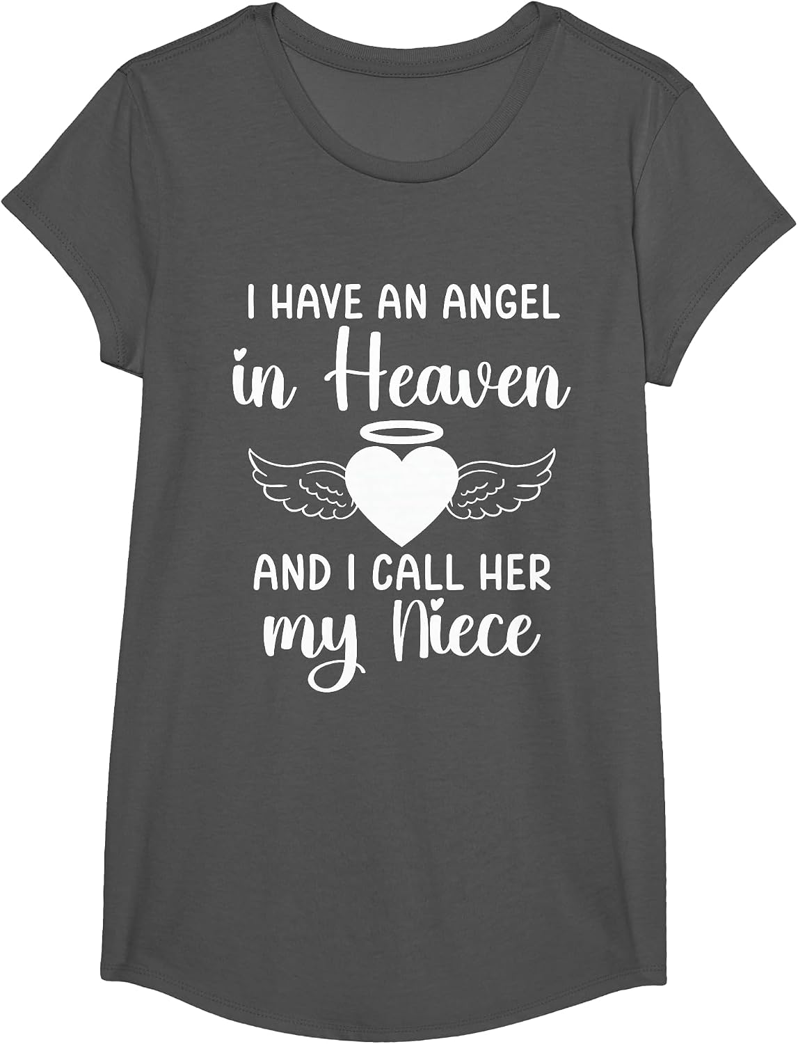I Have an Angel in Heaven and I Call Her My Niece Memorial T-Shirt - Girls Asphalt Grey