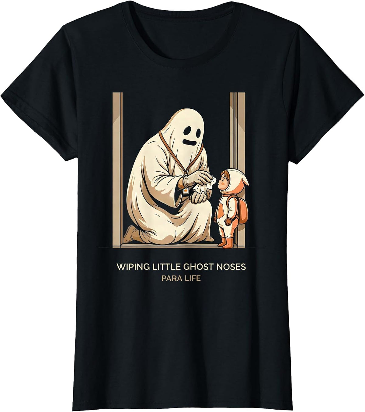 Women's Wiping Little Ghost Noses Para Life Paraeducator Halloween T-Shirt - Black