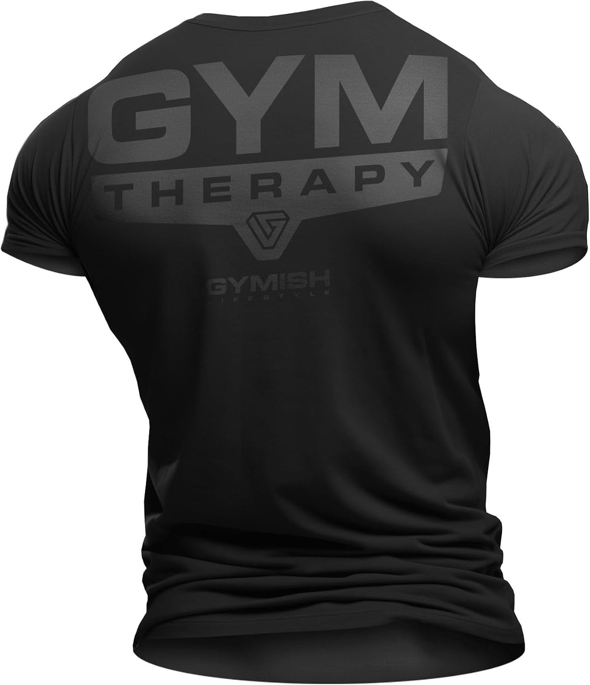 Gym Therapy Back Workout Motivational Lifting T-Shirt for Men Funny Gym Shirt - 04. Gymish Therapy Back Black