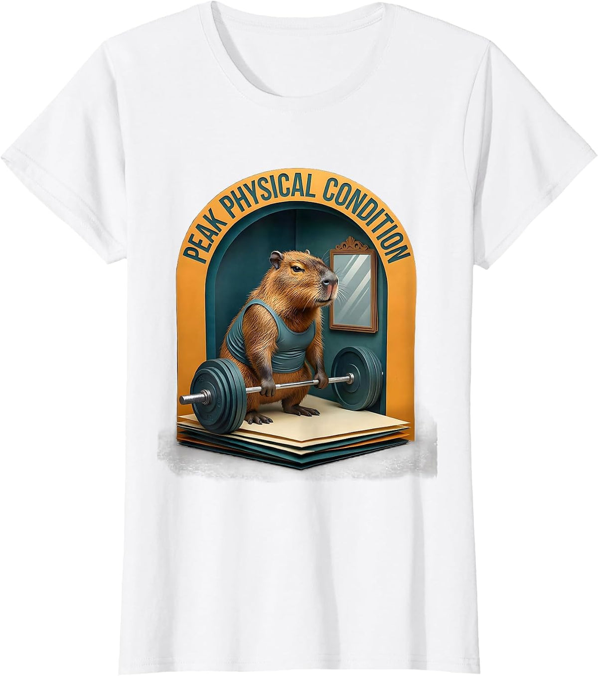 Women's Peak Physical Condition Funny Gym Capybara Weightlifting T-Shirt - White