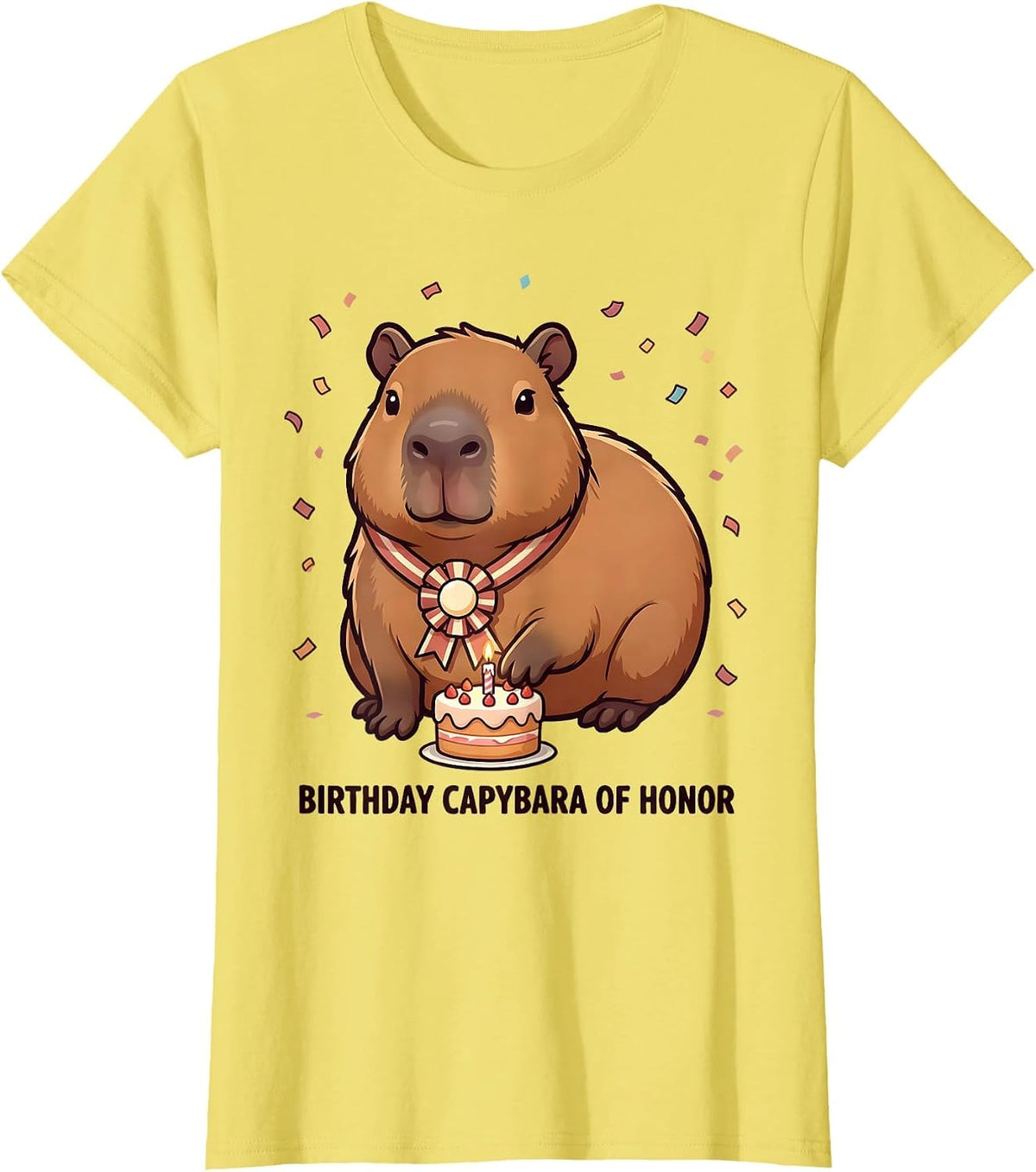 Women's Birthday Capybara Of Honor Cute Kawaii Animal Lover Birthday T-Shirt - Lemon Yellow