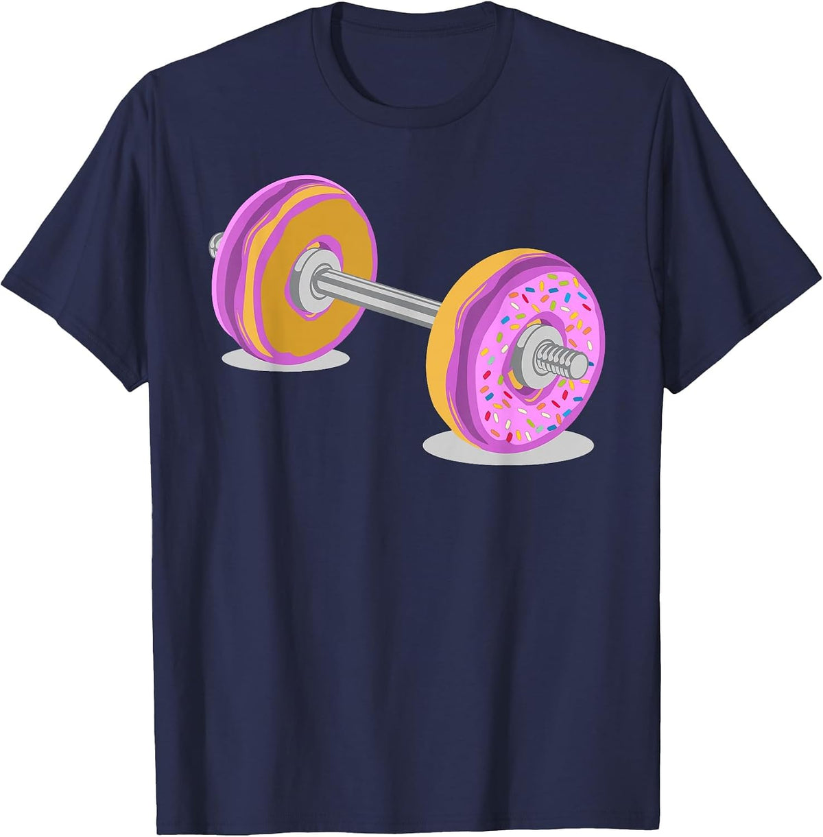 Doughnut Dumbbell Weight Lifting Exercise T-Shirt - Navy Blue