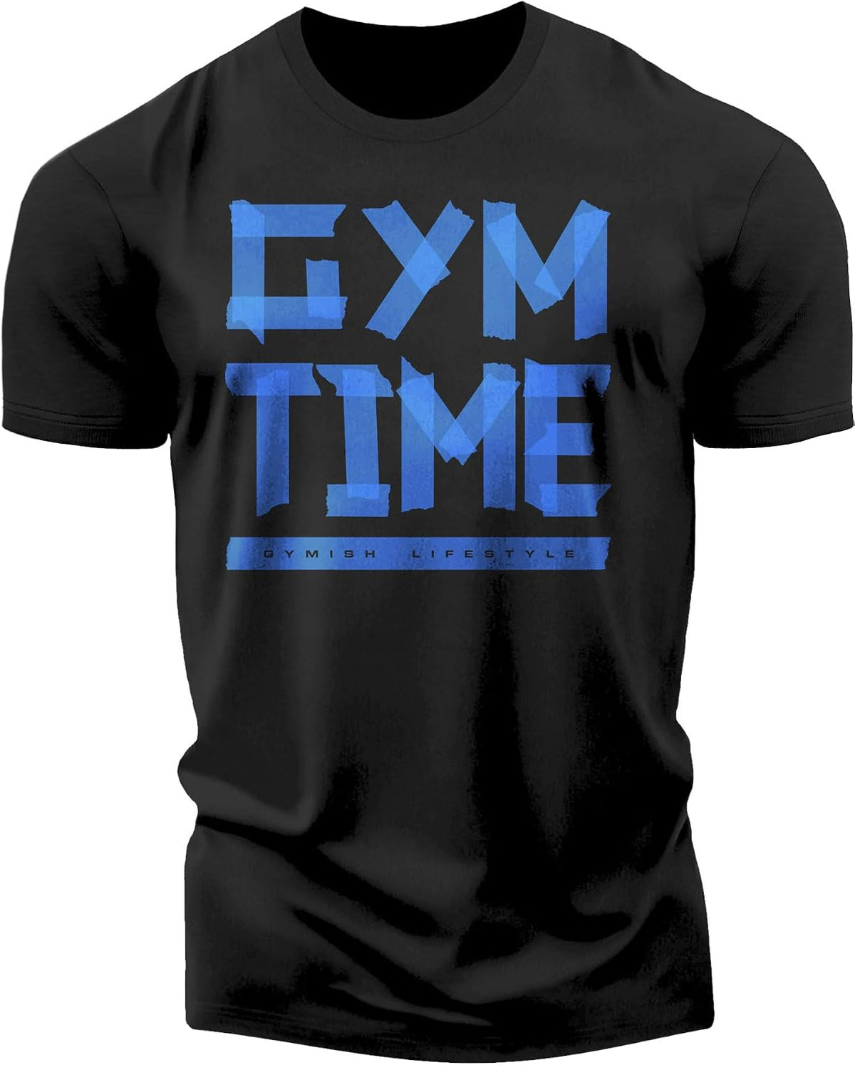 Gymish Lifestyle Gym Time Workout Shirt for Men, Deadlift Lifting T-Shirt - 1. Gym Time Blue on Black