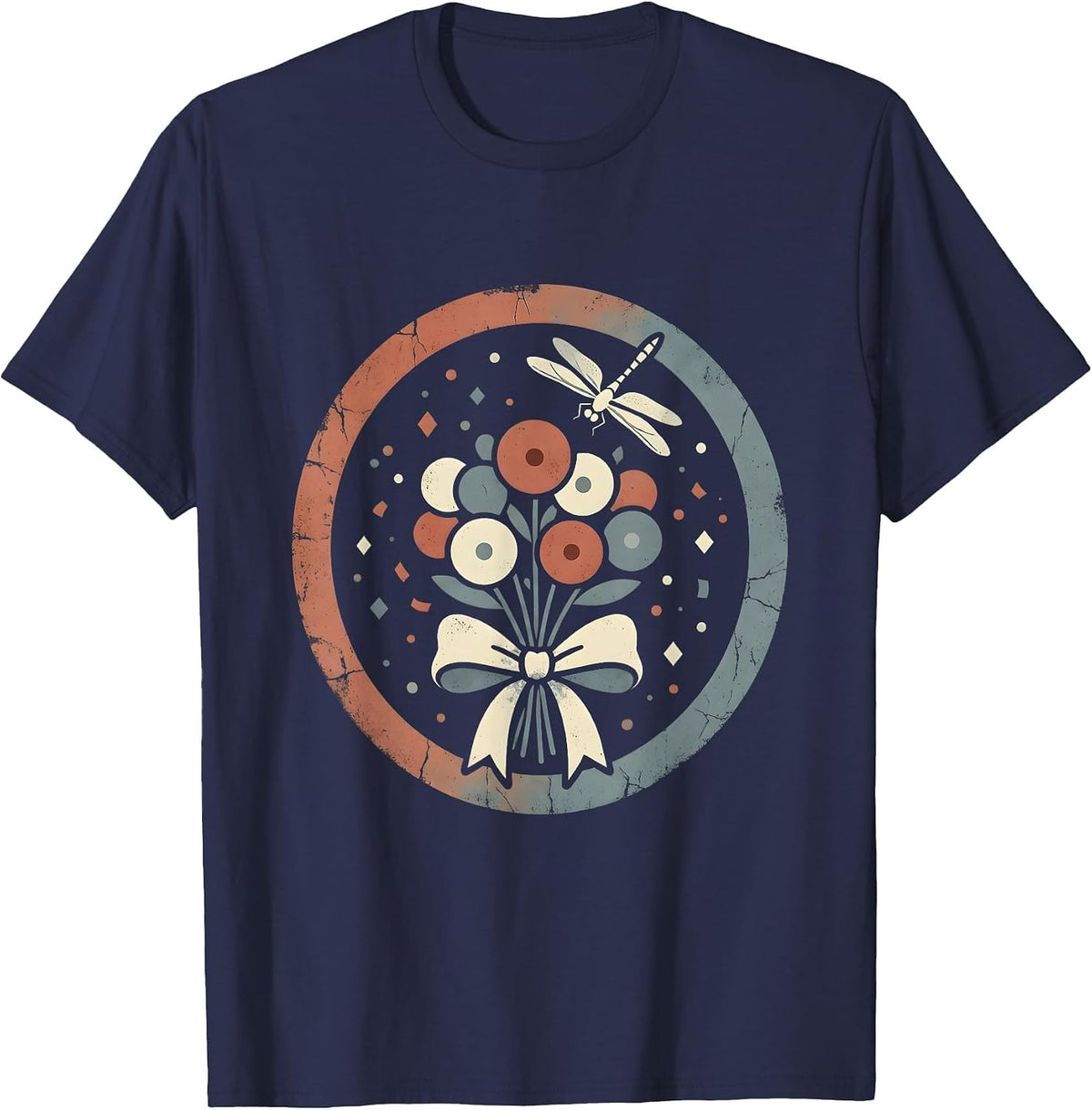 Retro Blowing Kiss Confetti Burst Red White Blue T-Shirt - Navy Blue