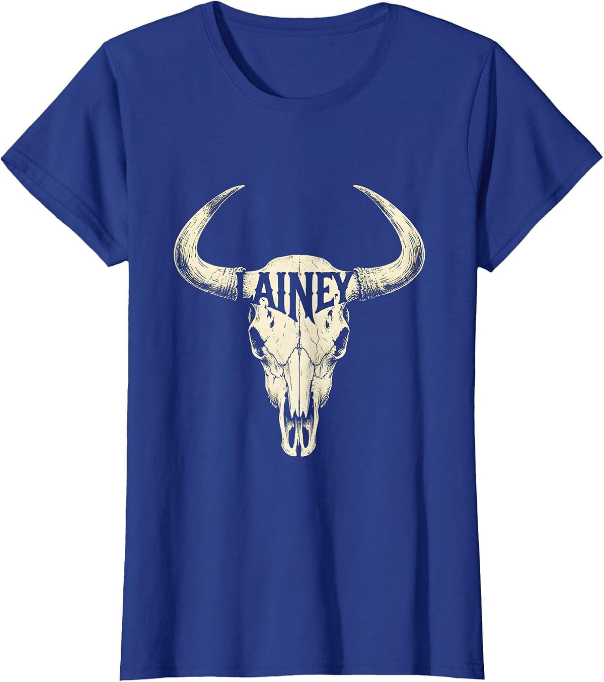 Women's Lainey Boho Western Monochrome Cowgirl First Name T-Shirt - Royal Blue
