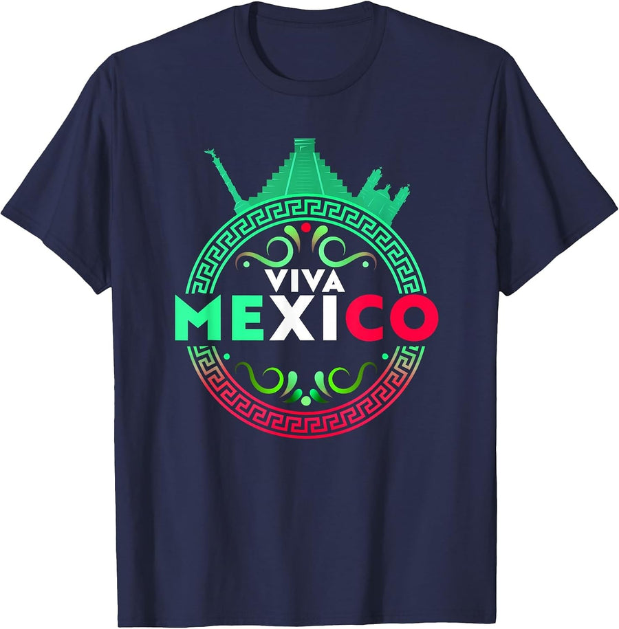 Viva Mexico Mexican Independence 15 September 5 Mayo T-Shirt - Navy Blue