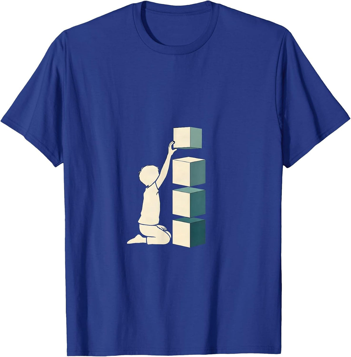 Autism Awareness Glowing Blocks Tower Builder T-Shirt - Royal Blue