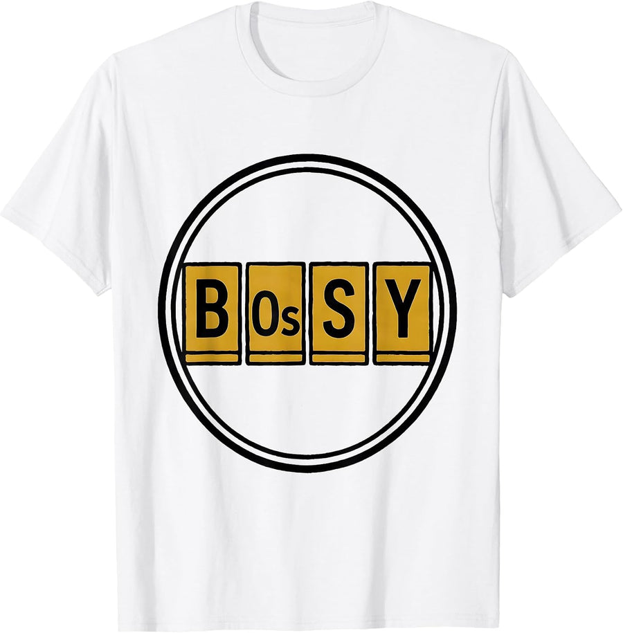Men's BOSSY Funny Periodic Table Chemistry Science Humor T-Shirt - White