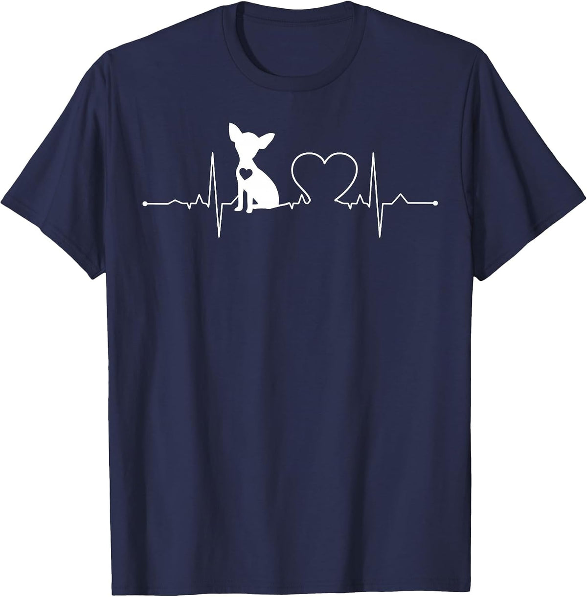 Chihuahua with Heartbeat - Chihuahua T-Shirt - Navy Blue