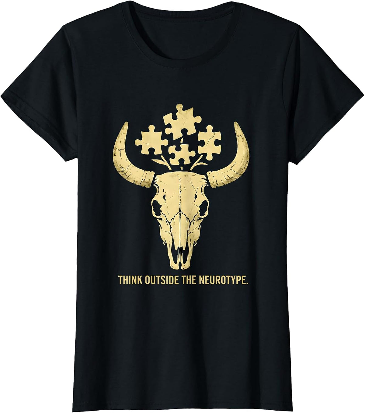 Women's Think Outside the Neurotype Autism Awareness Design T-Shirt - Black