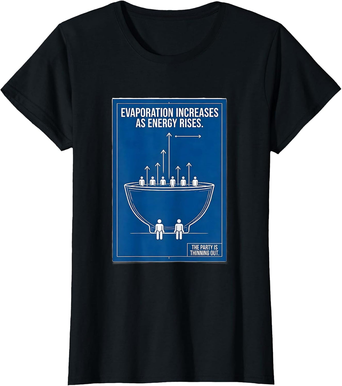 Women's Evaporation Increases As Energy Rises Science Pun Humor T-Shirt - Black