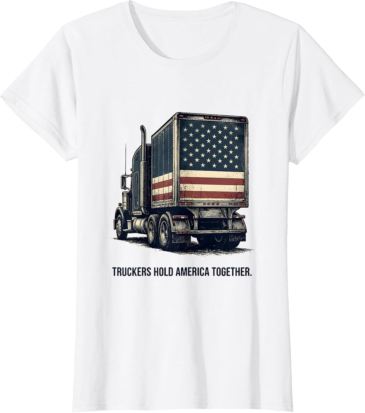 Truckers Hold America Together Vintage Semi-Truck Driver T-Shirt - White