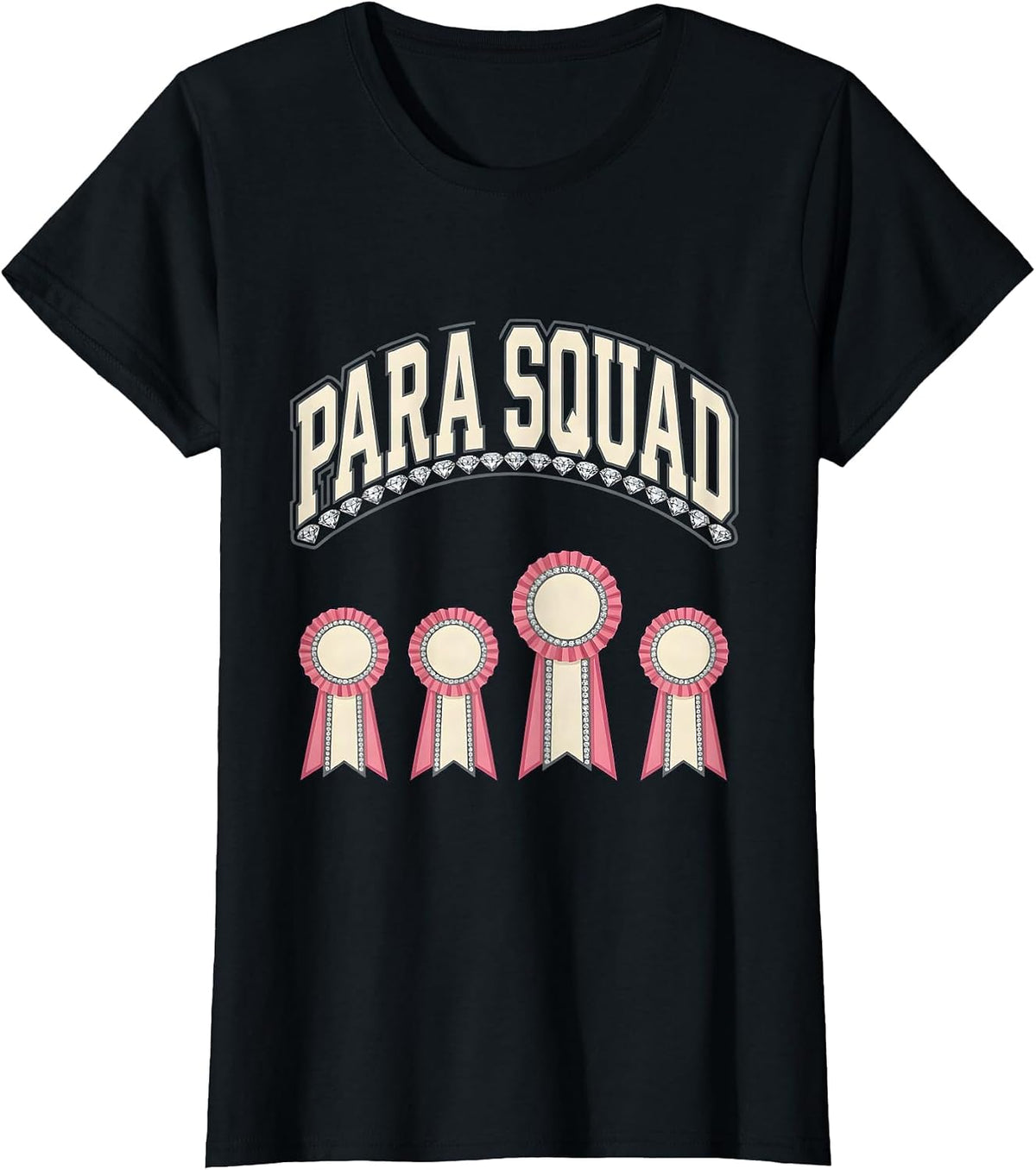 Women's Para Squad Sparkle Varsity Paraeducator Appreciation Teacher T-Shirt - Black