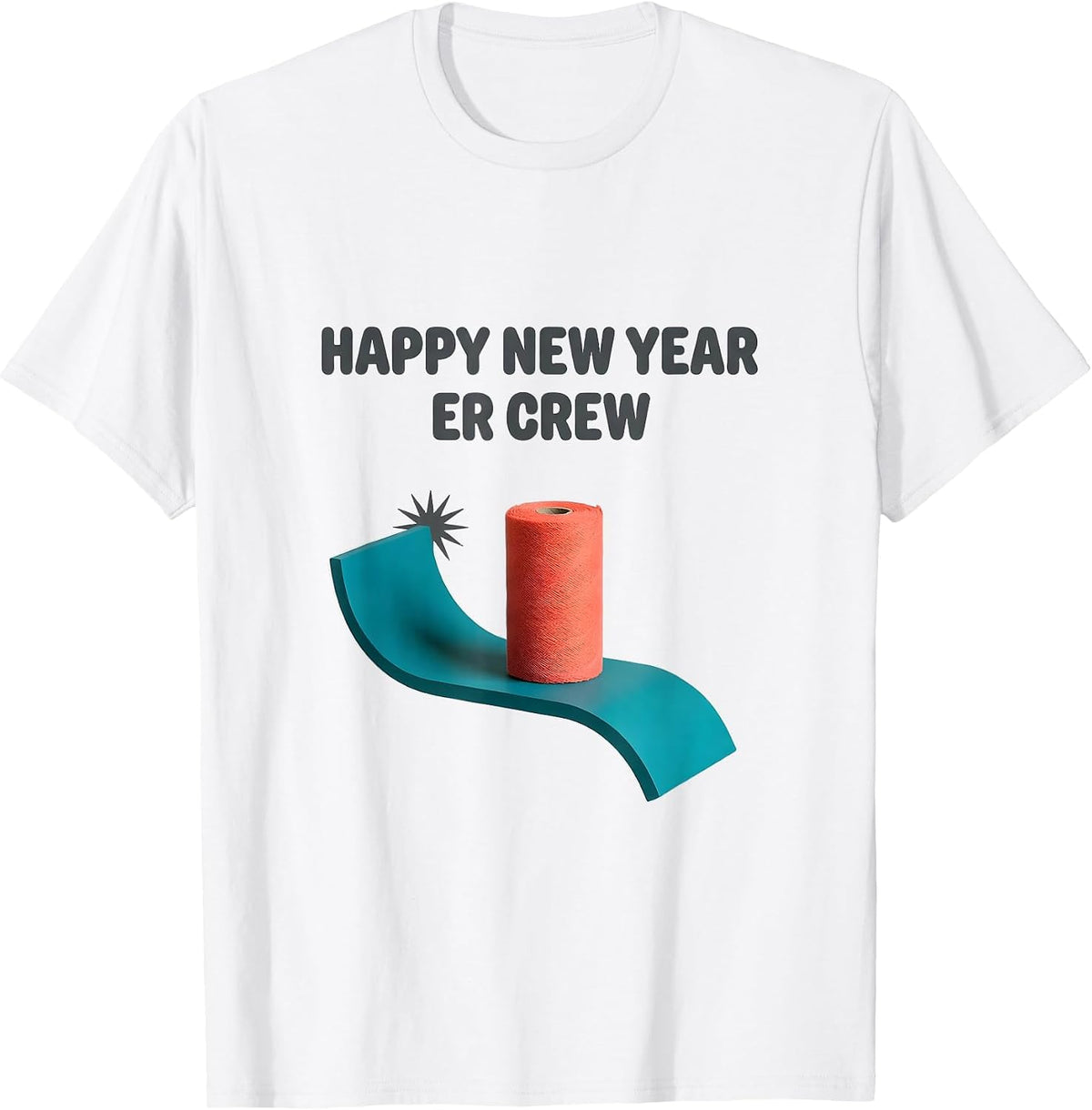 Men's Happy New Year, ER Crew Midcentury Modern Nurse Crew Party T-Shirt - White