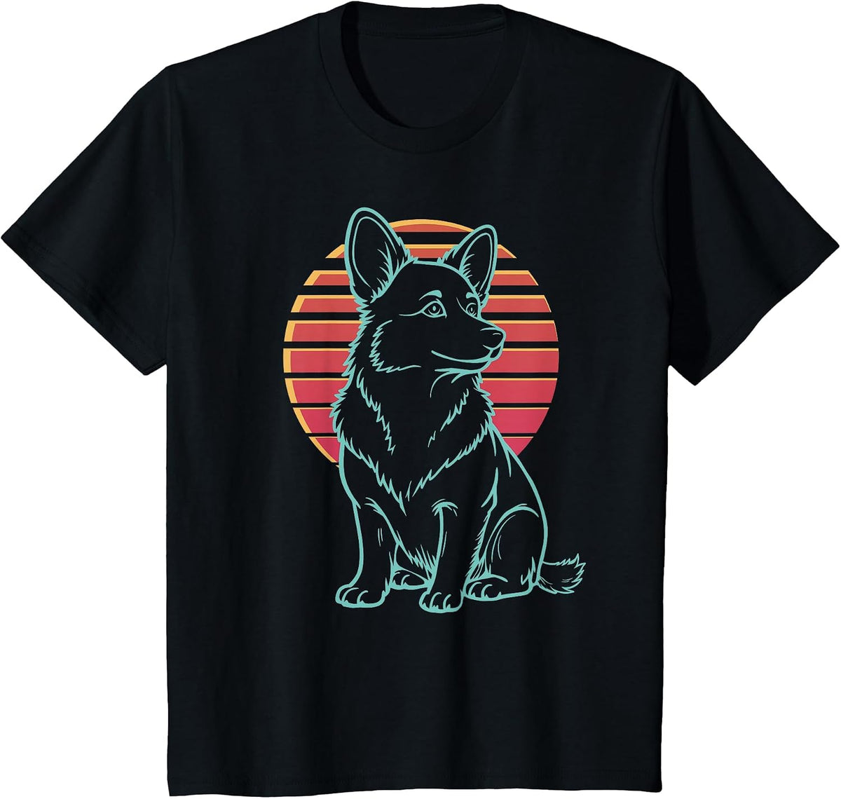 Corgi Pembroke Welsh Lover Dog Owner Retro Synthwave 80s T-Shirt - Black