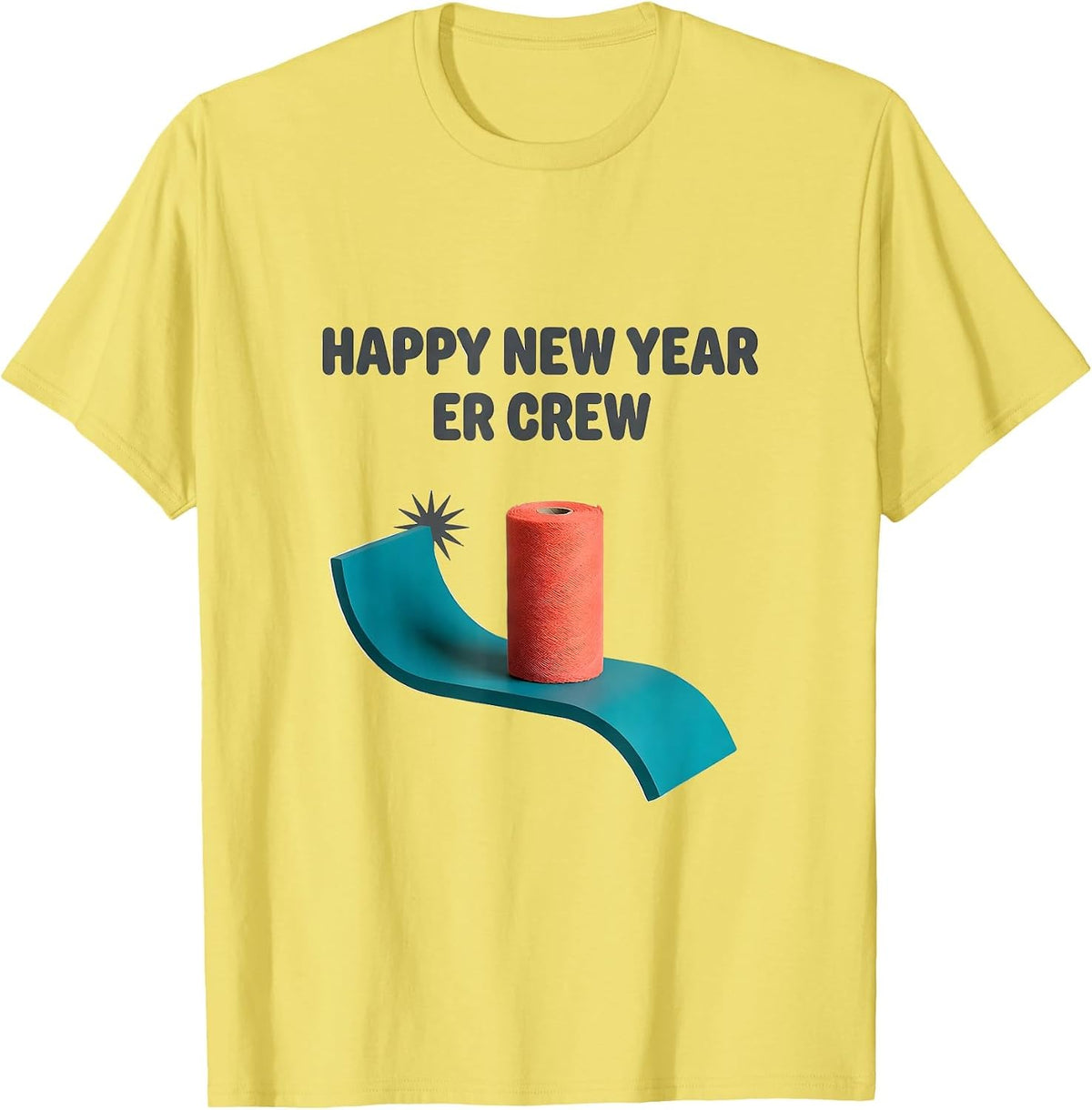 Men's Happy New Year, ER Crew Midcentury Modern Nurse Crew Party T-Shirt - Lemon Yellow