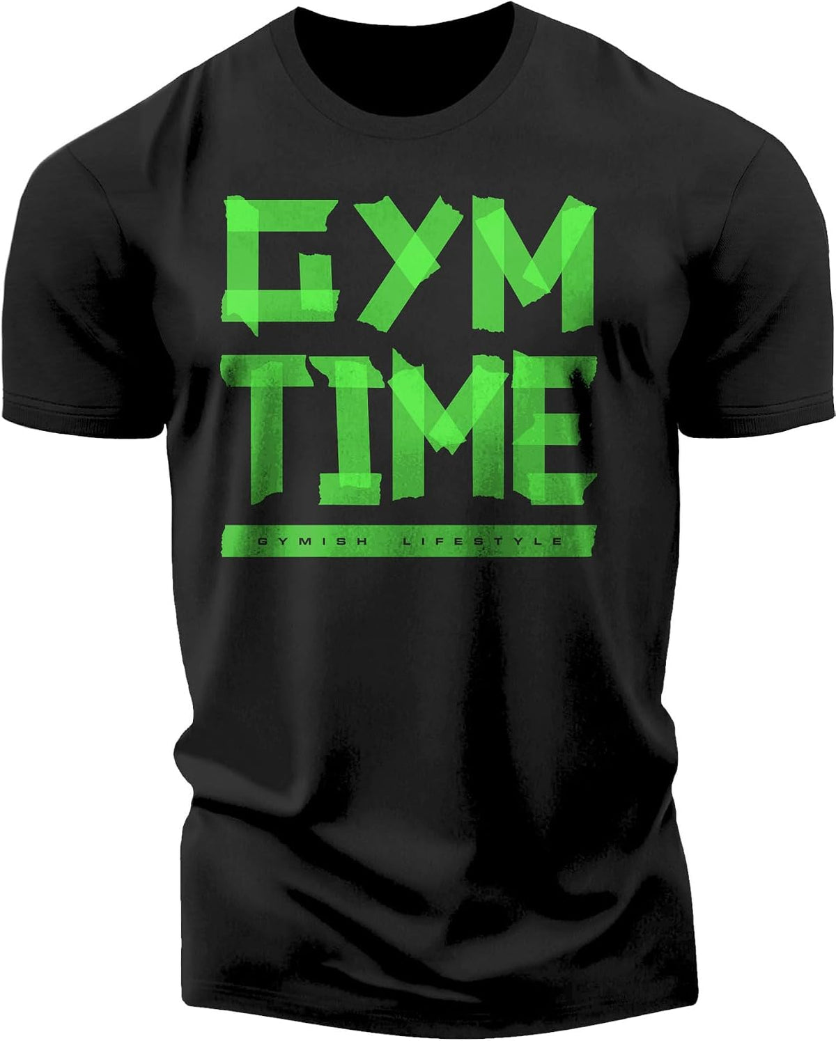 Gymish Lifestyle Gym Time Workout Shirt for Men, Deadlift Lifting T-Shirt - 2. Gym Time Green on Black