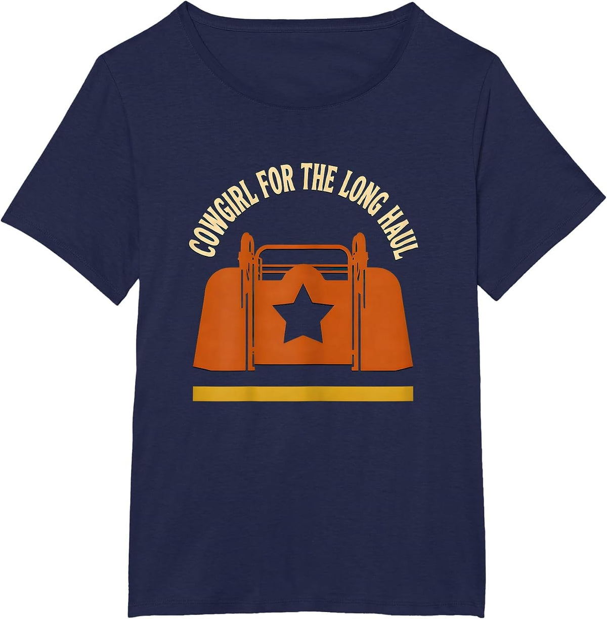 Women's Cowgirl For The Long Haul Western Cowgirl Rodeo Identity T-Shirt - Navy Blue