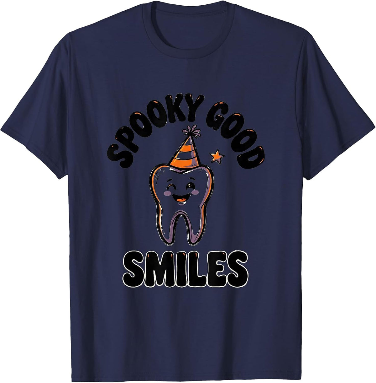 Spooky Good Smiles Funny Dental Squad Halloween Costume T-Shirt - Navy Blue