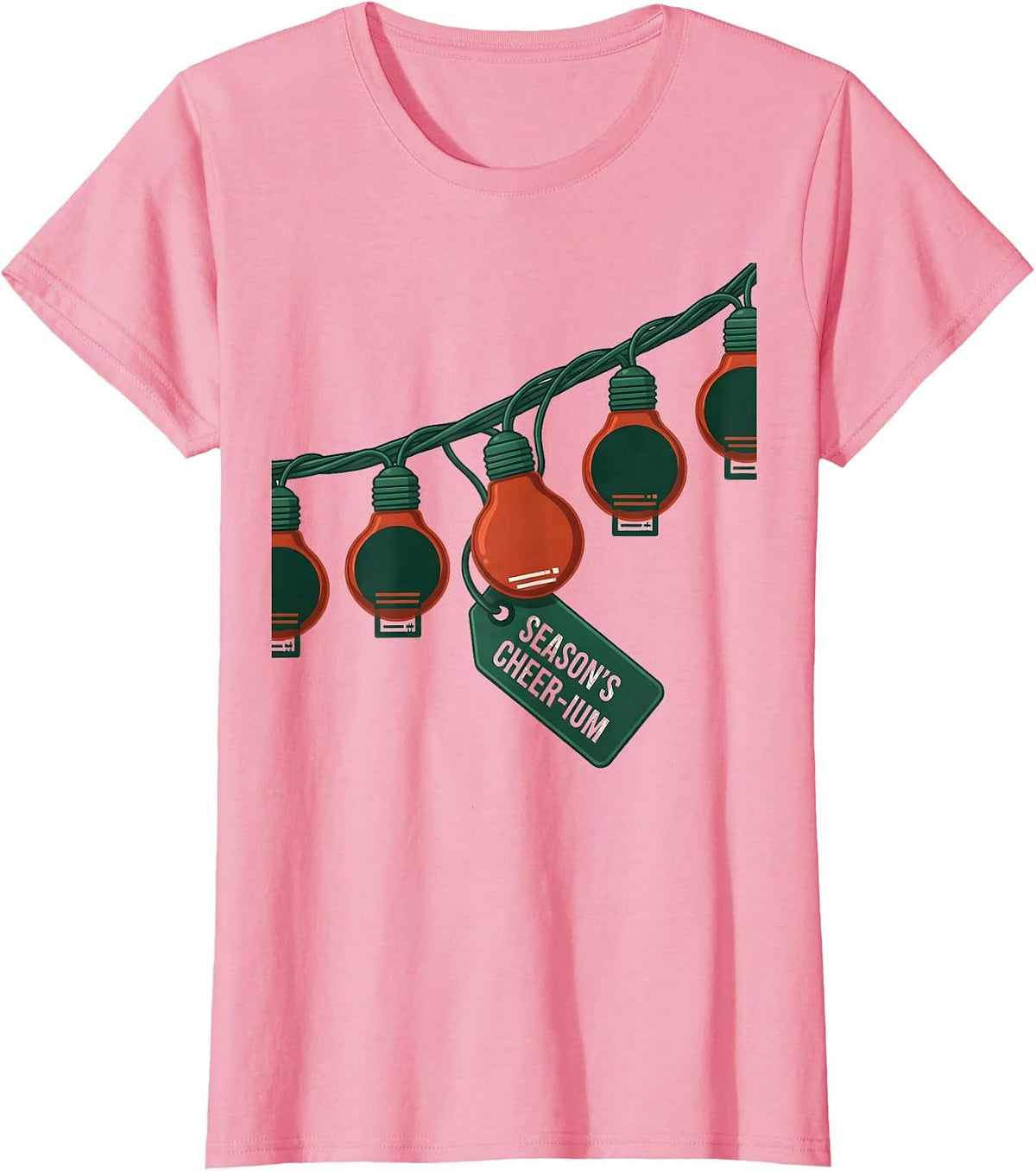 Women's Season's Cheer-ium Funny Chemistry Periodic Table Pun T-Shirt - Pink