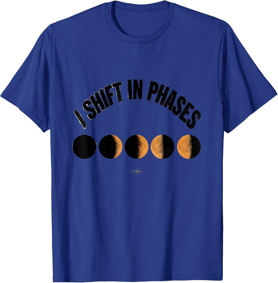 I Shift In Phases Vintage Celestial Moon Phase Boho T-Shirt - Royal Blue
