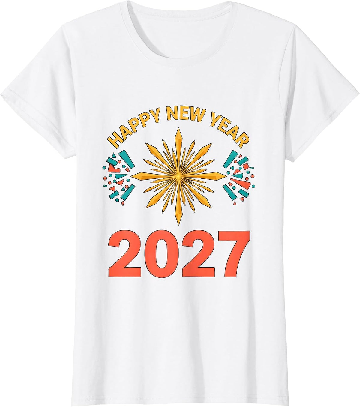 Happy New Year 2027 Whimsical Festive Party Countdown T-Shirt - White