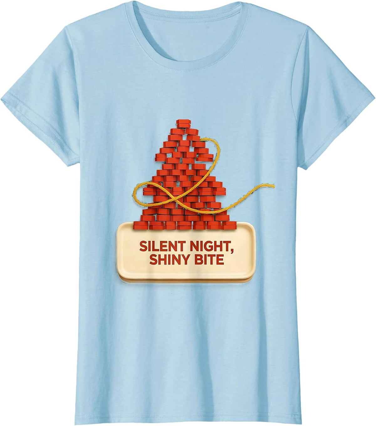 Silent Night, Shiny Bite Funny Dentist Christmas Dental T-Shirt - Baby Blue