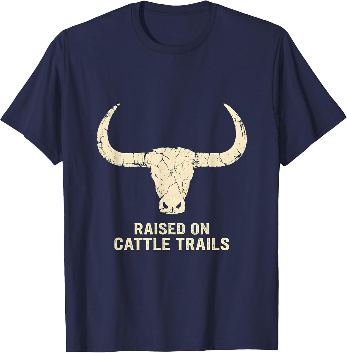Raised On Cattle Trails Boho Western Cowboy Heritage Pride T-Shirt - Navy Blue