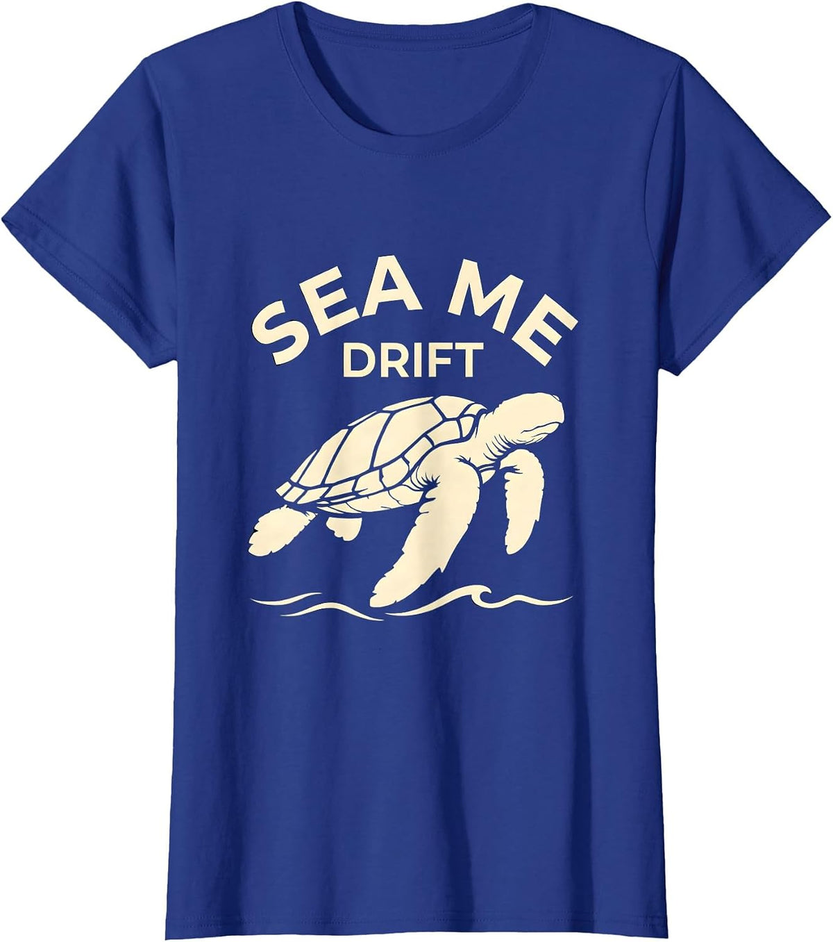 Women's Sea Me Drift Silhouette Sea Turtle Beach Vacation Souvenir T-Shirt - Royal Blue